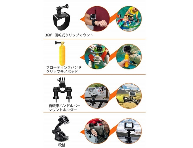 GoPro HERO7 Blackにマウント類がたくさん入ったアクセサリーセットを 