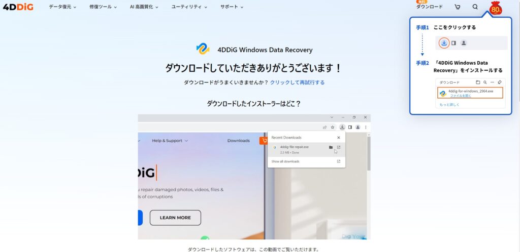 Tenorshare 4DDiGダウンロードありがとう画面